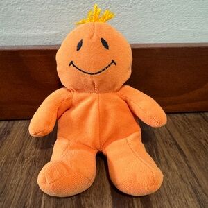 Vintage Dan Dee Tickle Wiggle Smiley Face plush toy orange